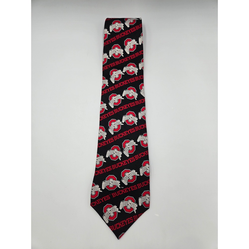 RM Sport Ohio State Buckeyes Mens Necktie Black Red Logo Print NCAA Fan 1999